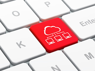 Image showing Cloud computing concept: Cloud Network on computer keyboard background