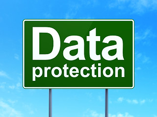 Image showing Safety concept: Data Protection on road sign background