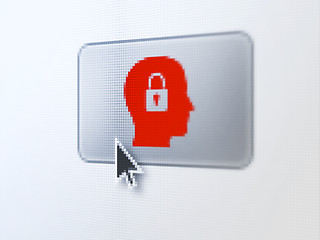 Image showing Finance concept: Head With Padlock on digital button background