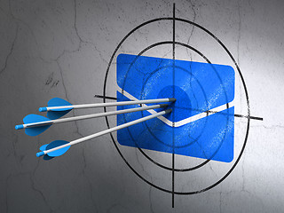 Image showing Business concept: arrows in Email target on wall background