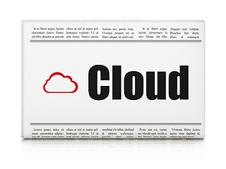 Image showing Cloud computing concept: newspaper with Cloud and Cloud