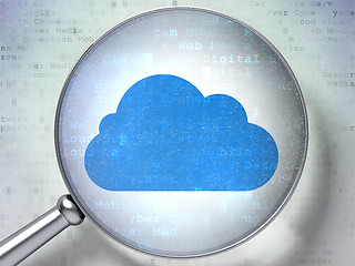 Image showing Cloud networking concept: Cloud with optical glass on digital background