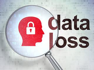 Image showing Data concept: Head With Padlock and Data Loss with optical glass