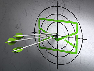 Image showing Finance concept: arrows in Email target on wall background