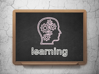 Image showing Education concept: Head With Gears and Learning on chalkboard