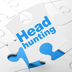 Image showing Business concept: Head Hunting on puzzle background