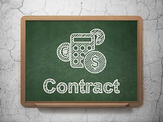 Image showing Business concept: Calculator and Contract on chalkboard