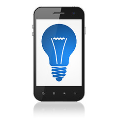 Image showing Business concept: Light Bulb on smartphone