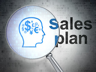 Image showing Advertising concept: Head With Finance Symbol and Sales Plan