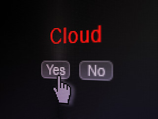 Image showing Cloud networking concept: Cloud on digital computer screen