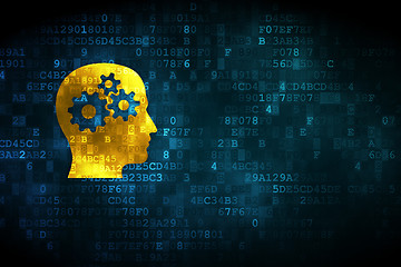 Image showing Data concept: Head With Gears on digital background