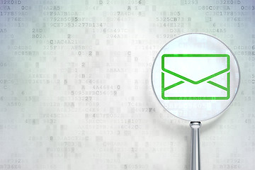 Image showing Finance concept:  Email with optical glass on digital background