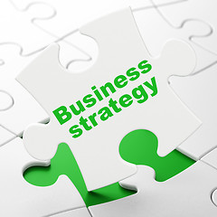 Image showing Finance concept: Business Strategy on puzzle background