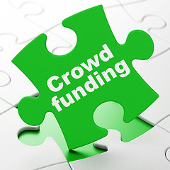 Image showing Business concept: Crowd Funding on puzzle background