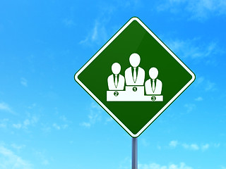 Image showing Marketing concept: Business Team on road sign background