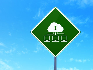 Image showing Privacy concept: Cloud Network on road sign background