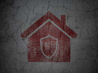 Image showing Protection concept: Home on grunge wall background