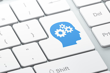 Image showing Education concept: Head With Gears on keyboard background