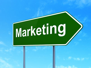 Image showing Advertising concept: Marketing on road sign background