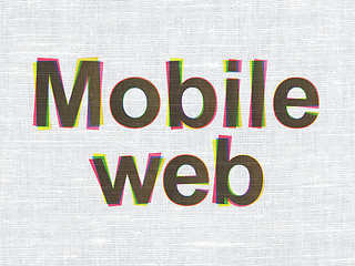 Image showing Mobile Web on fabric texture background