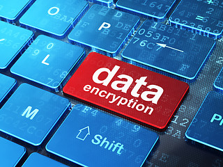 Image showing Safety concept: Data Encryption on computer keyboard background