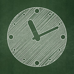 Image showing Time concept: Clock on chalkboard background