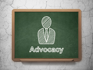 Image showing Law concept: Business Man and Advocacy on chalkboard background