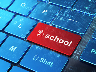 Image showing Education concept: Head With Gears and School on keyboard