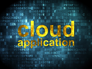 Image showing Cloud computing concept: Cloud Application on digital background