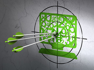 Image showing Education concept: arrows in Computer Pc target on wall background