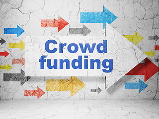 Image showing Business concept: arrow with Crowd Funding on grunge wall