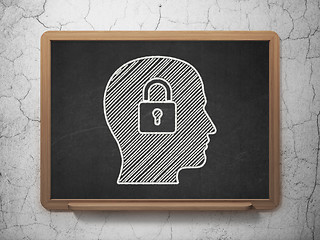 Image showing Finance concept: Head With Padlock on chalkboard background