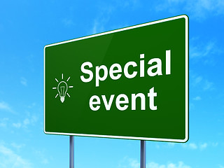 Image showing Finance concept: Special Event and Light Bulb on road sign background