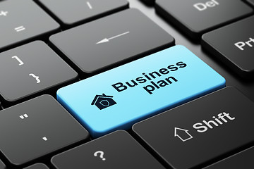 Image showing Business concept: Home and Business Plan on keyboard