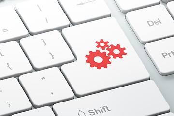 Image showing Data concept: Gears on computer keyboard background