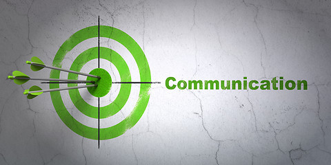 Image showing Marketing concept: target and Communication on wall background