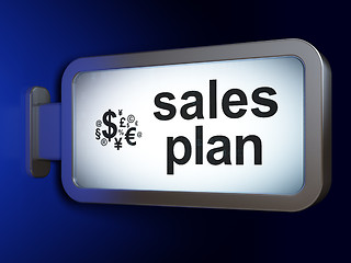 Image showing Advertising concept: Sales Plan and Finance Symbol on billboard background