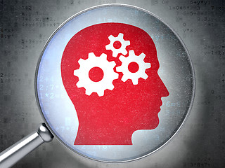 Image showing Education concept: Head With Gears with glass on digital