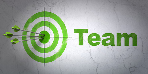 Image showing Business concept: target and Team on wall background