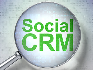 Image showing Finance concept: Social CRM with optical glass