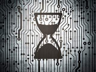 Image showing Time concept: circuit board with Hourglass