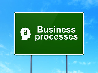 Image showing Business concept: Business Processes and Head With Padlock