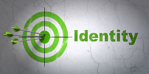 Image showing Security concept: target and Identity on wall background