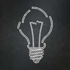 Image showing Business concept: Light Bulb on chalkboard background