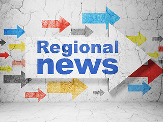 Image showing Arrow with Regional News on grunge wall background