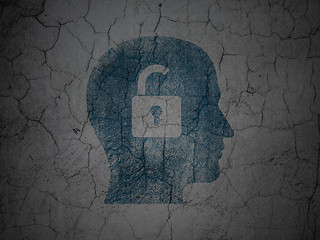 Image showing Business concept: Head With Padlock on grunge wall background