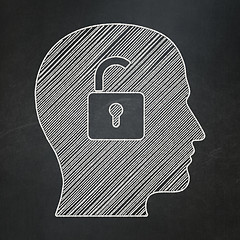 Image showing Business concept: Head With Padlock on chalkboard background