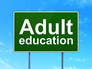 Image showing Adult Education on road sign background