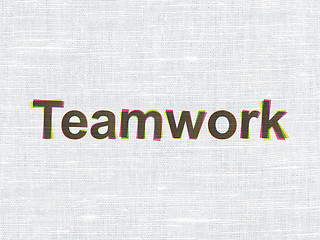 Image showing Business concept: Teamwork on fabric texture background