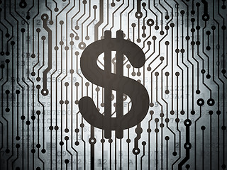Image showing Currency concept: circuit board with Dollar